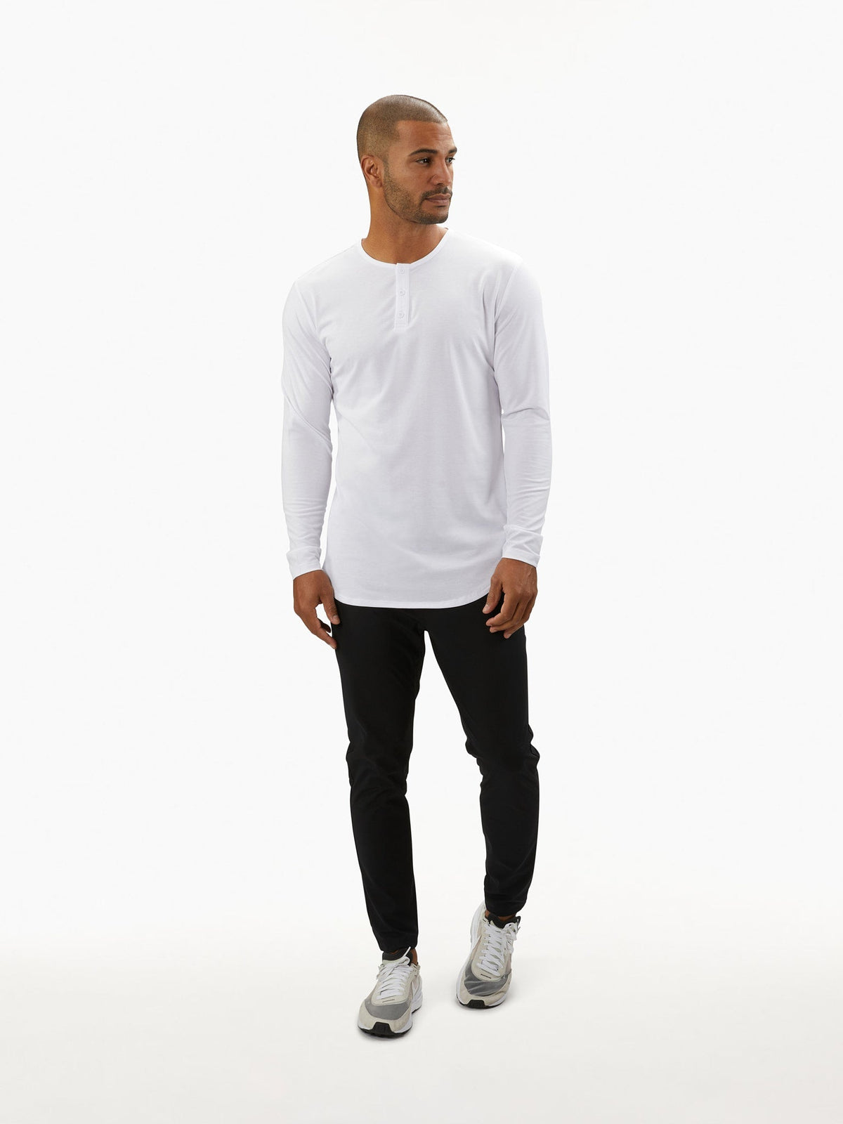 AO Long Sleeve Henley Elongated | White Signature-fit PYCA Pro®