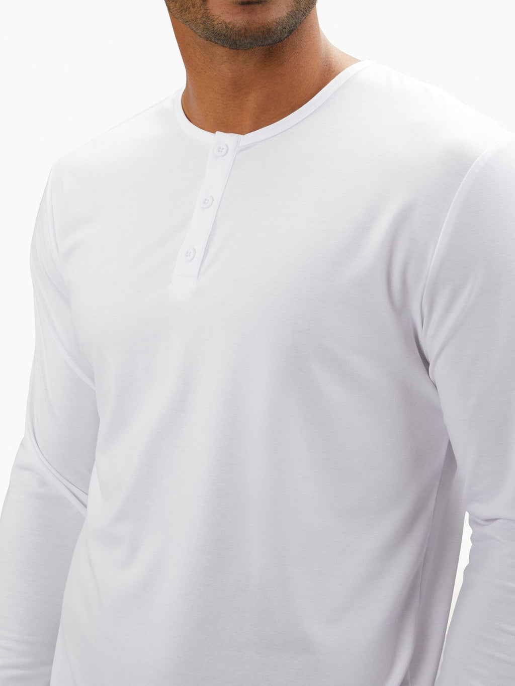AO Long Sleeve Henley Elongated | White Signature-fit PYCA Pro®