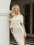 Portofino Crochet Polo | Oat Relaxed-fit