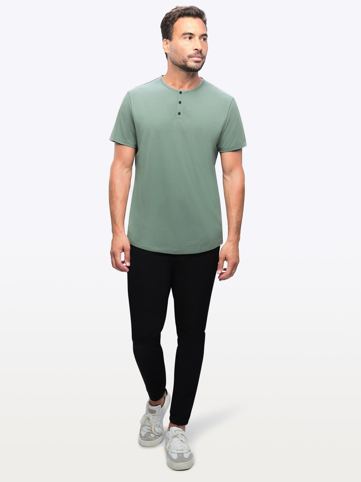 AO Henley Curve-Hem | Basil Signature-fit PYCA Pro®