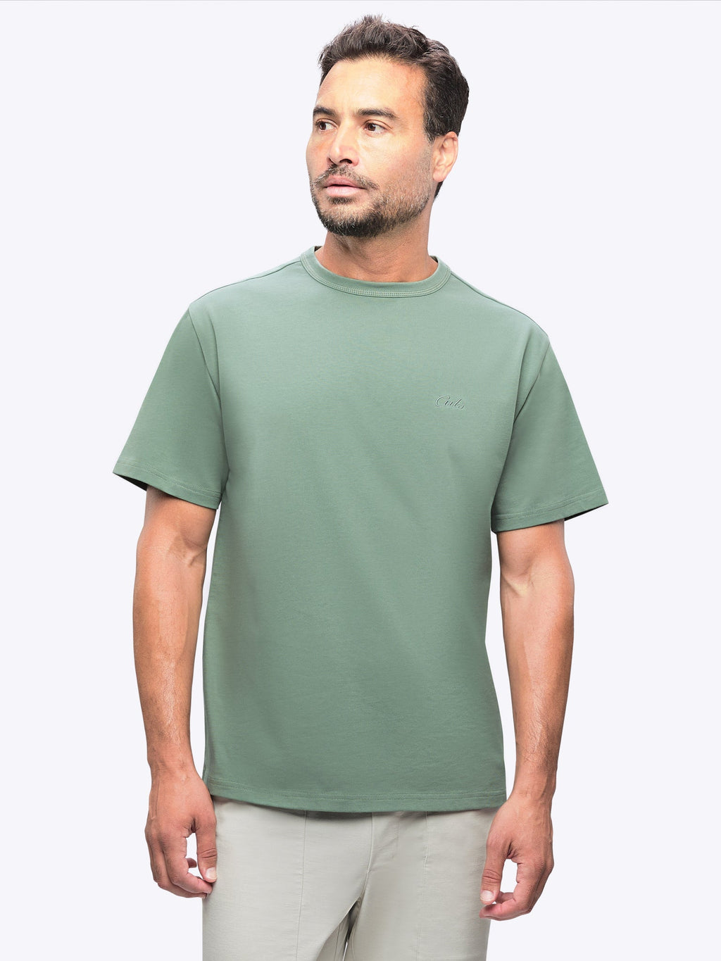 Script Overtime Oversized Tee | Basil Relaxed-Fit