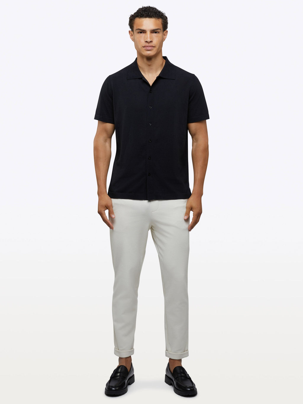 Riviera Knit Button Up | Black Signature-Fit