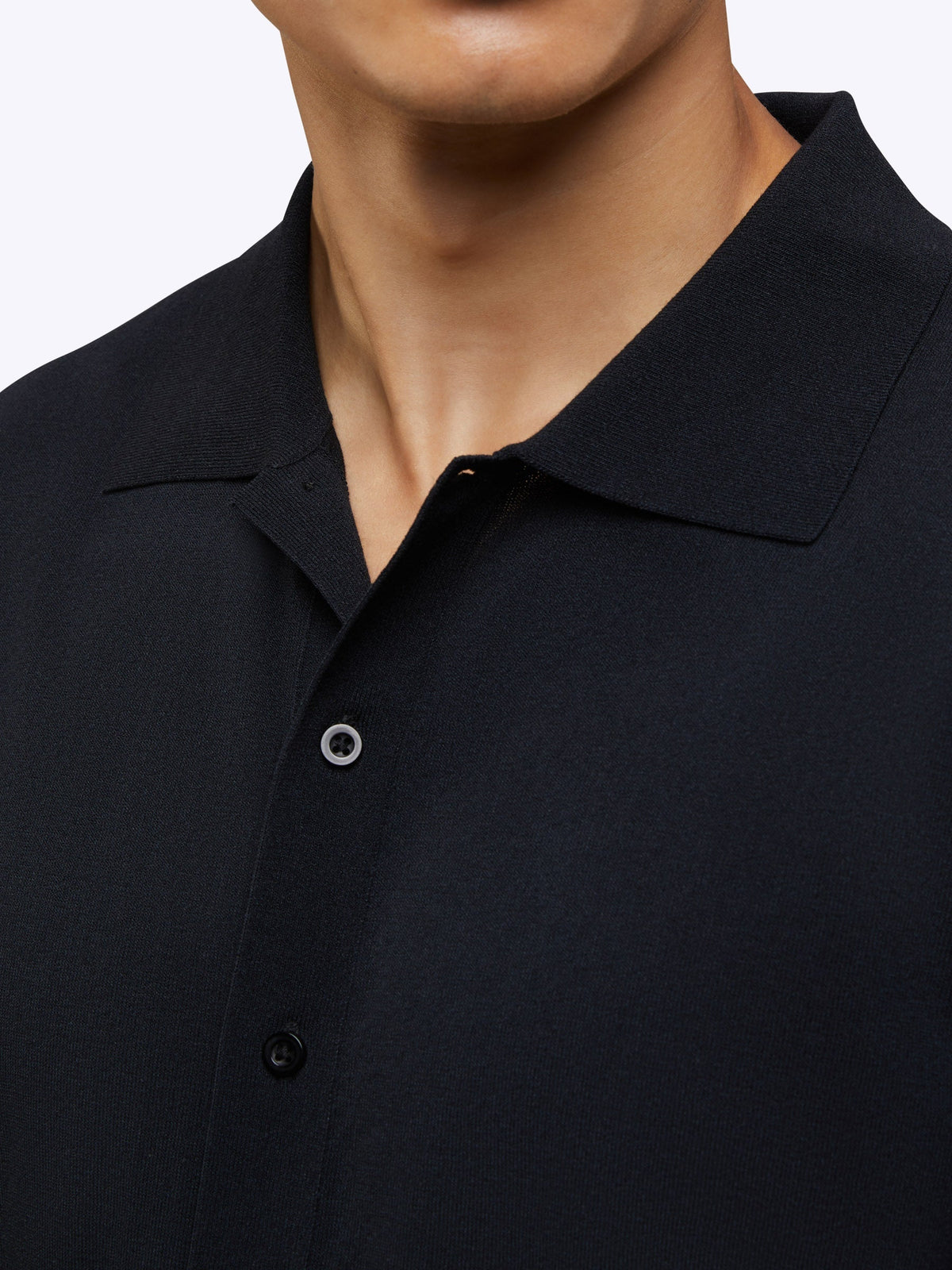 Riviera Knit Button Up | Black Signature-Fit