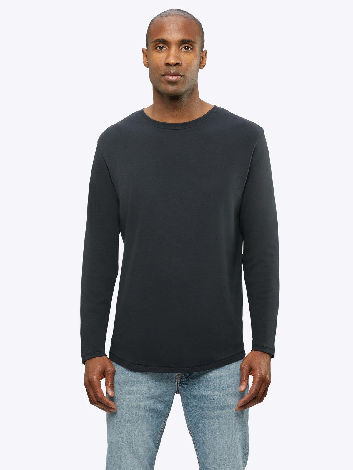 Interknit Long Sleeve Pima Cotton Tee | Black Signature-Fit