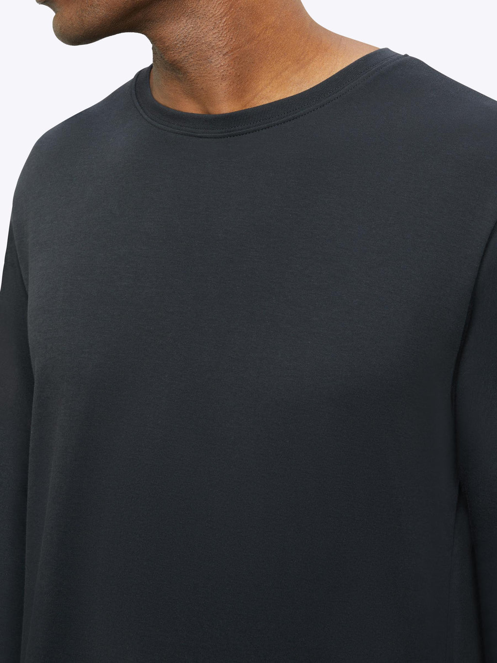 Interknit Long Sleeve Pima Cotton Tee | Black Signature-Fit
