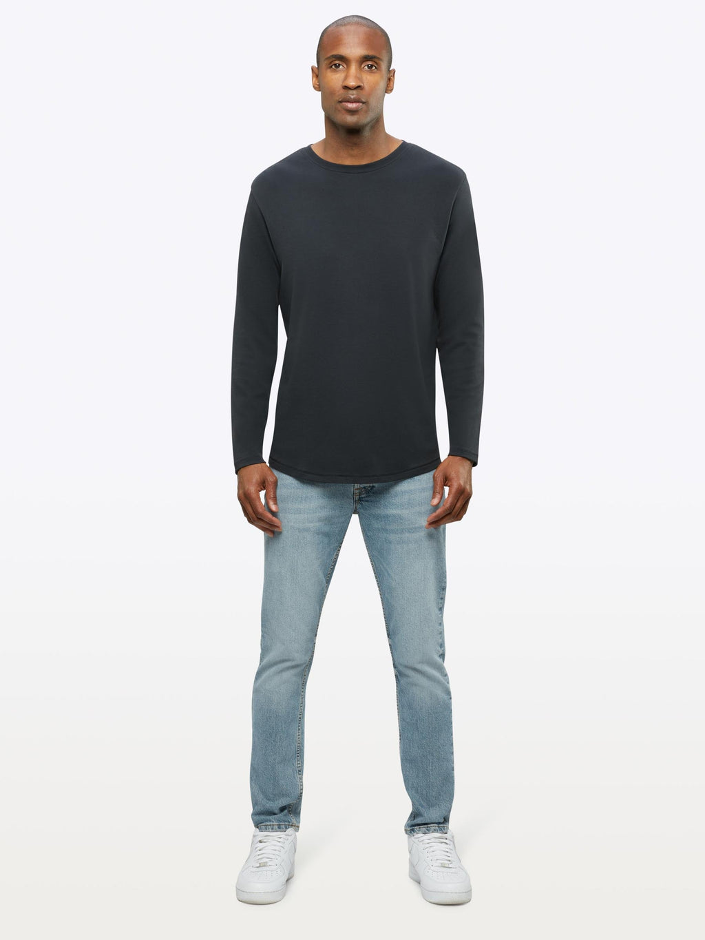 Interknit Long Sleeve Pima Cotton Tee | Black Signature-Fit