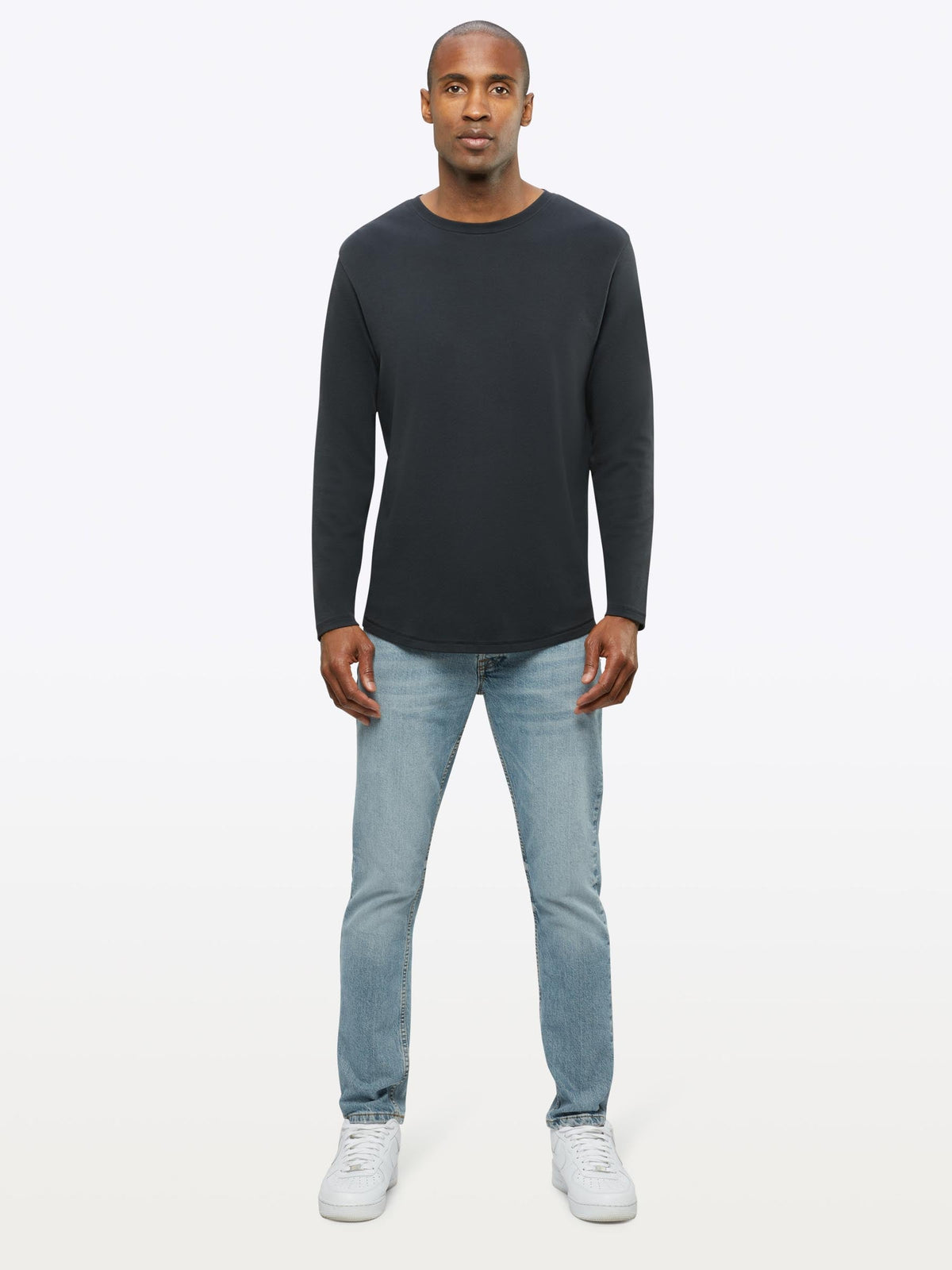 Interknit Long Sleeve Pima Cotton Tee | Black Signature-Fit