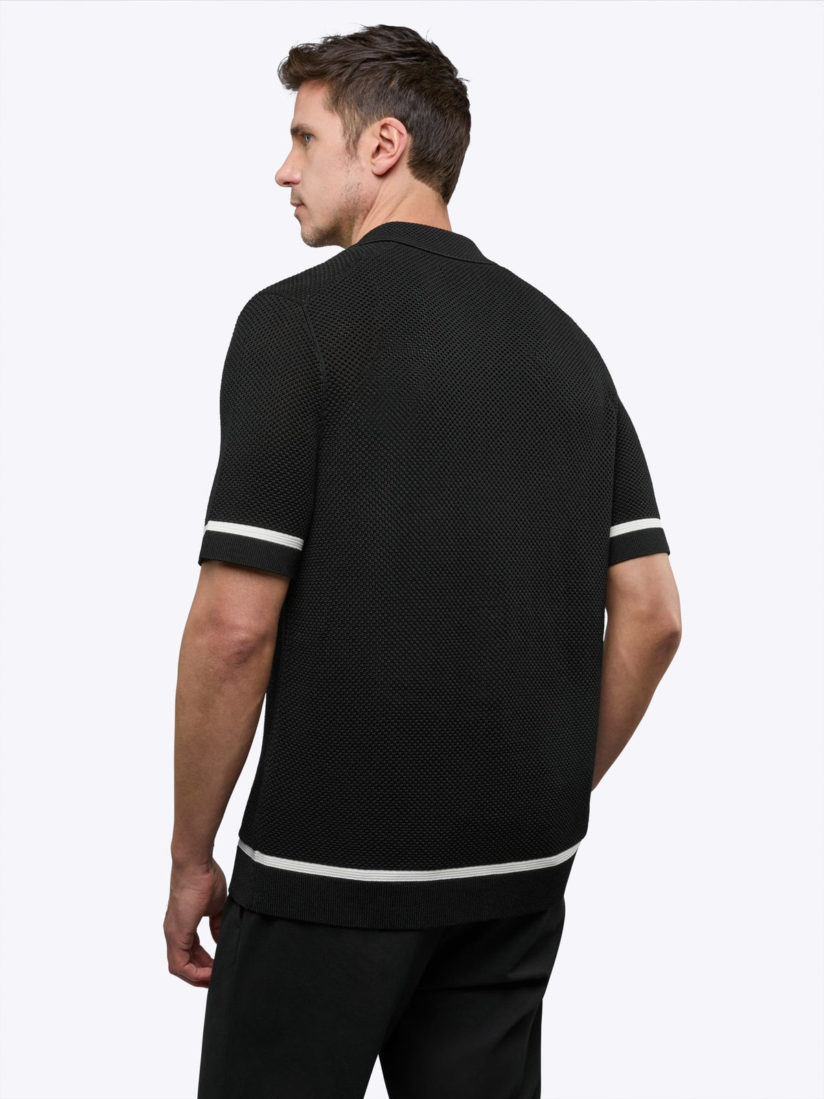 Portofino Crochet Button Up | Black Classic-fit