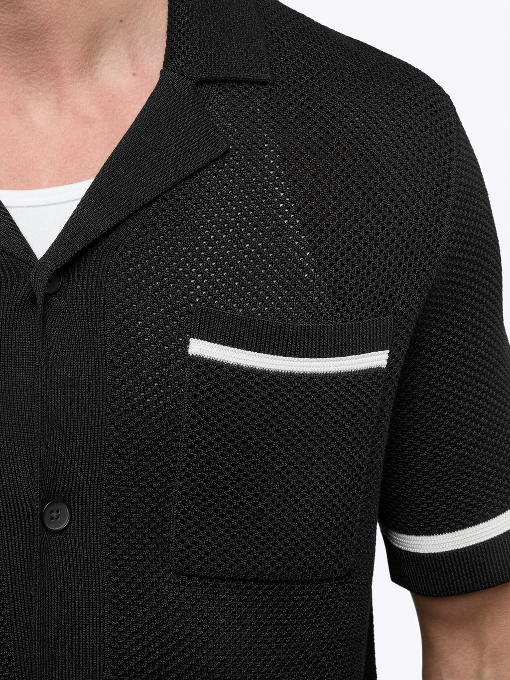 Portofino Crochet Button Up | Black Classic-fit