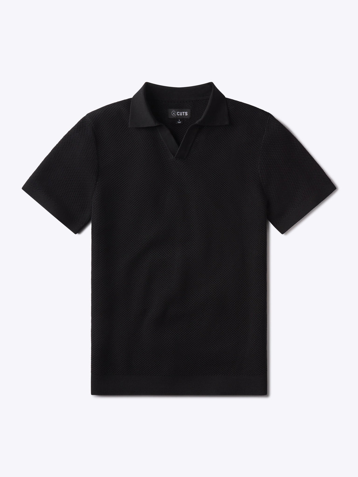 Portofino Crochet Polo | Black Classic-fit