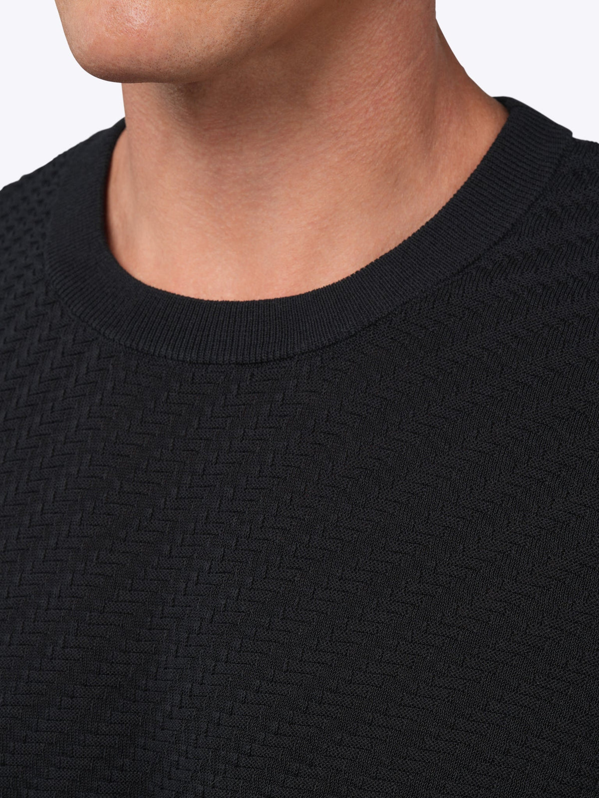 Riviera Knit Textured Tee | Black Signature-Fit