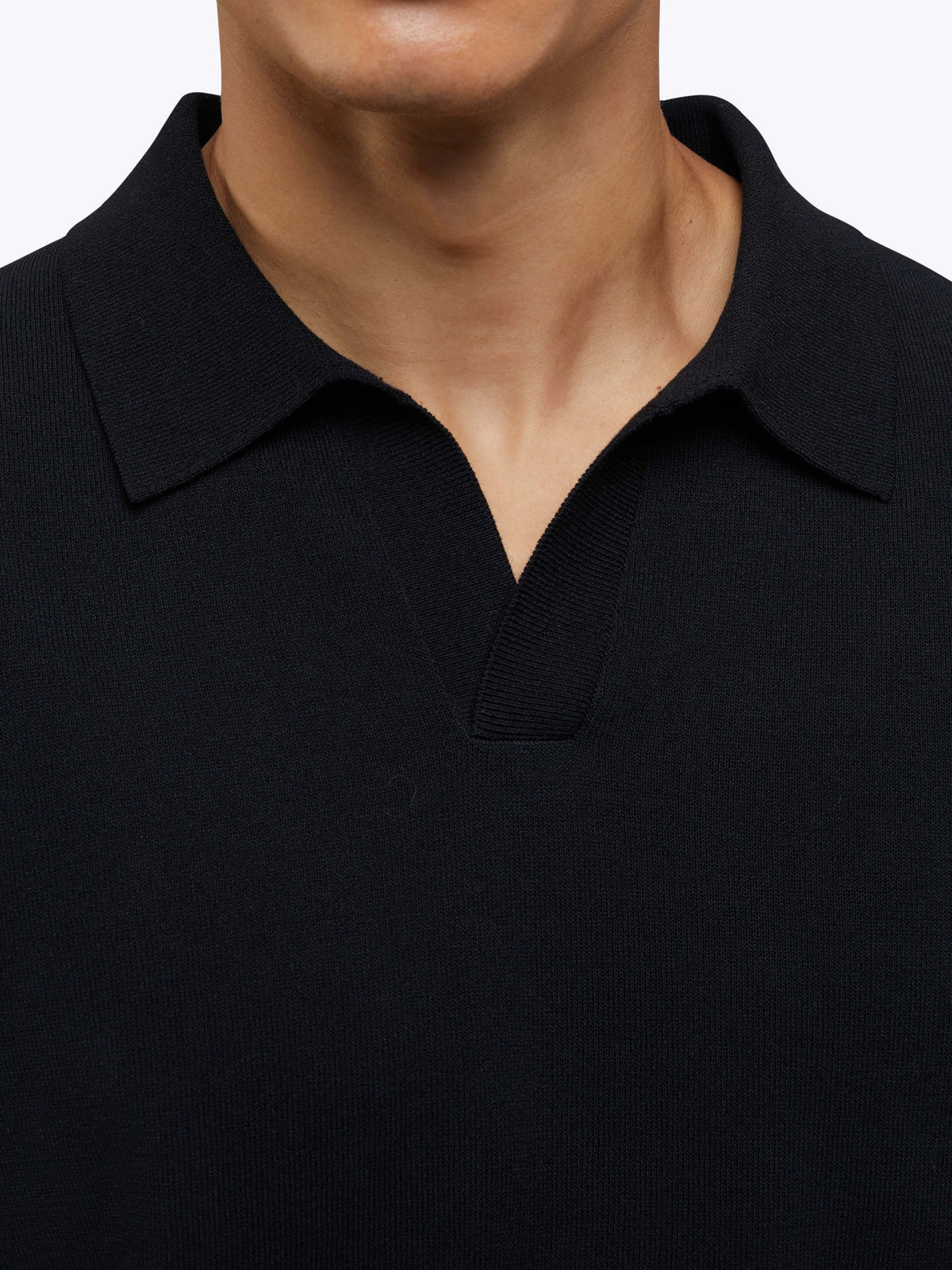 Riviera Knit Long Sleeve Polo | Black Signature-Fit