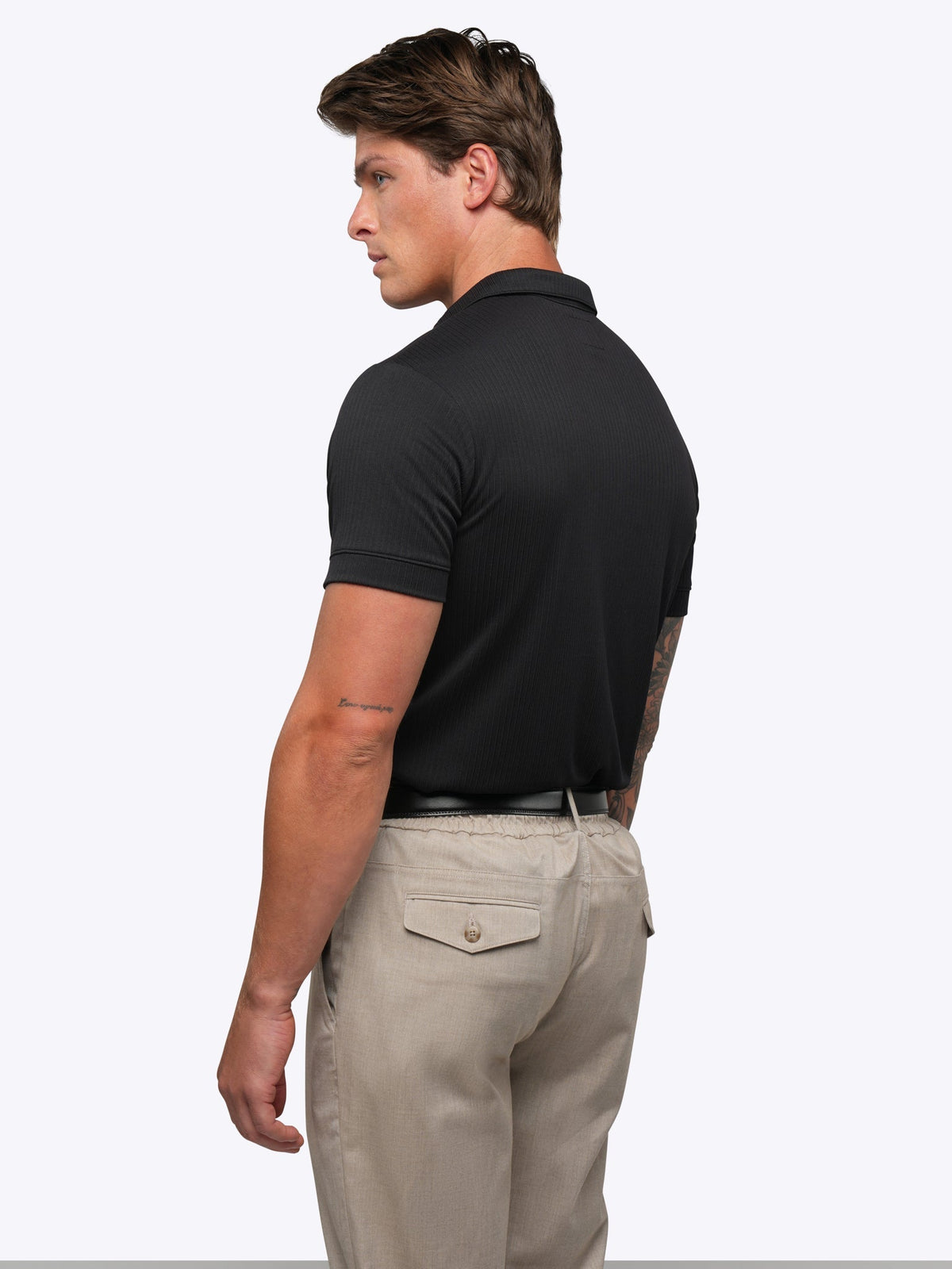 SoHo Ribbed Polo | Black Signature-Fit