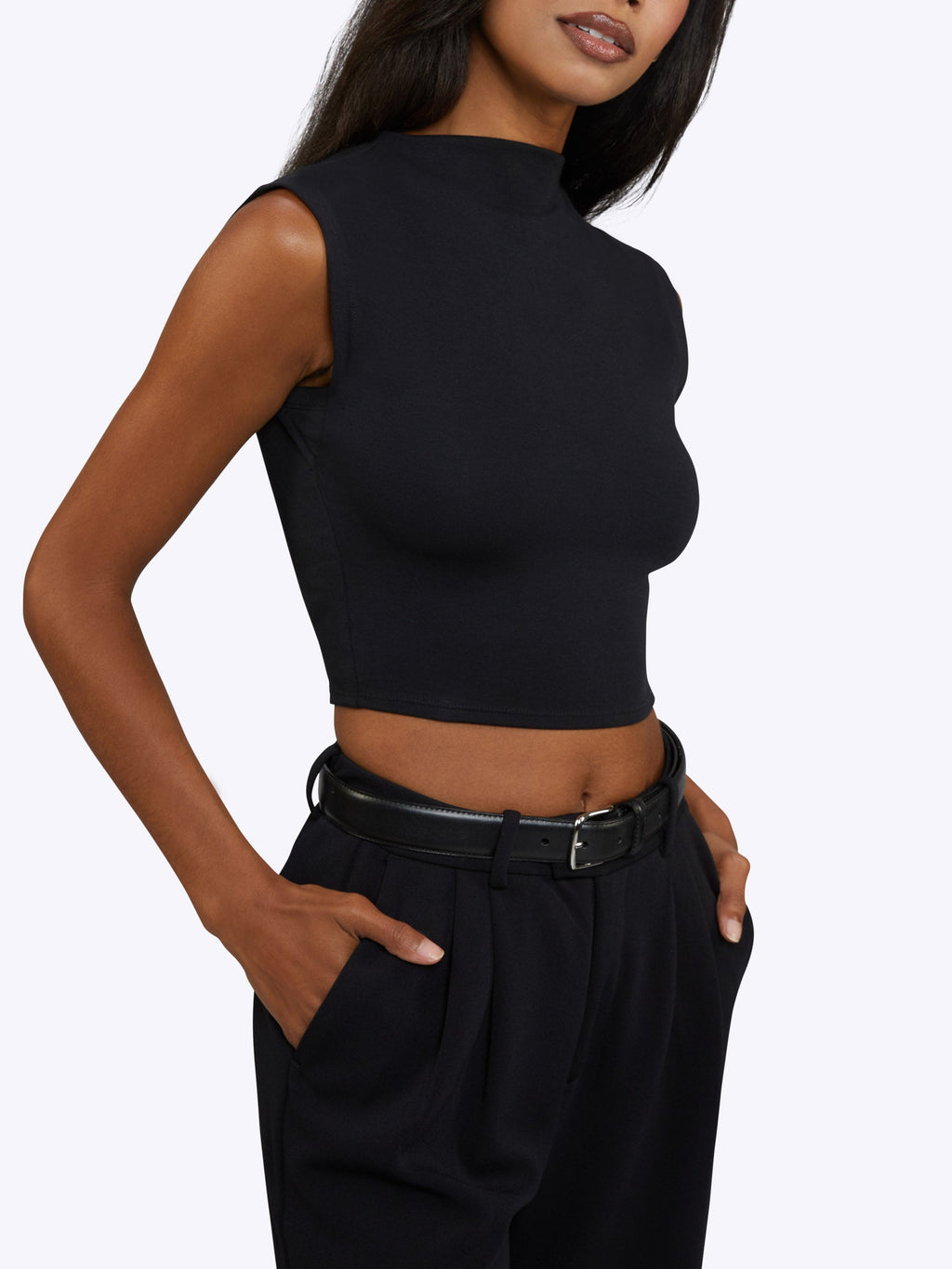 Sleeveless Tomboy Tee | Black Tomboy-Cotton™