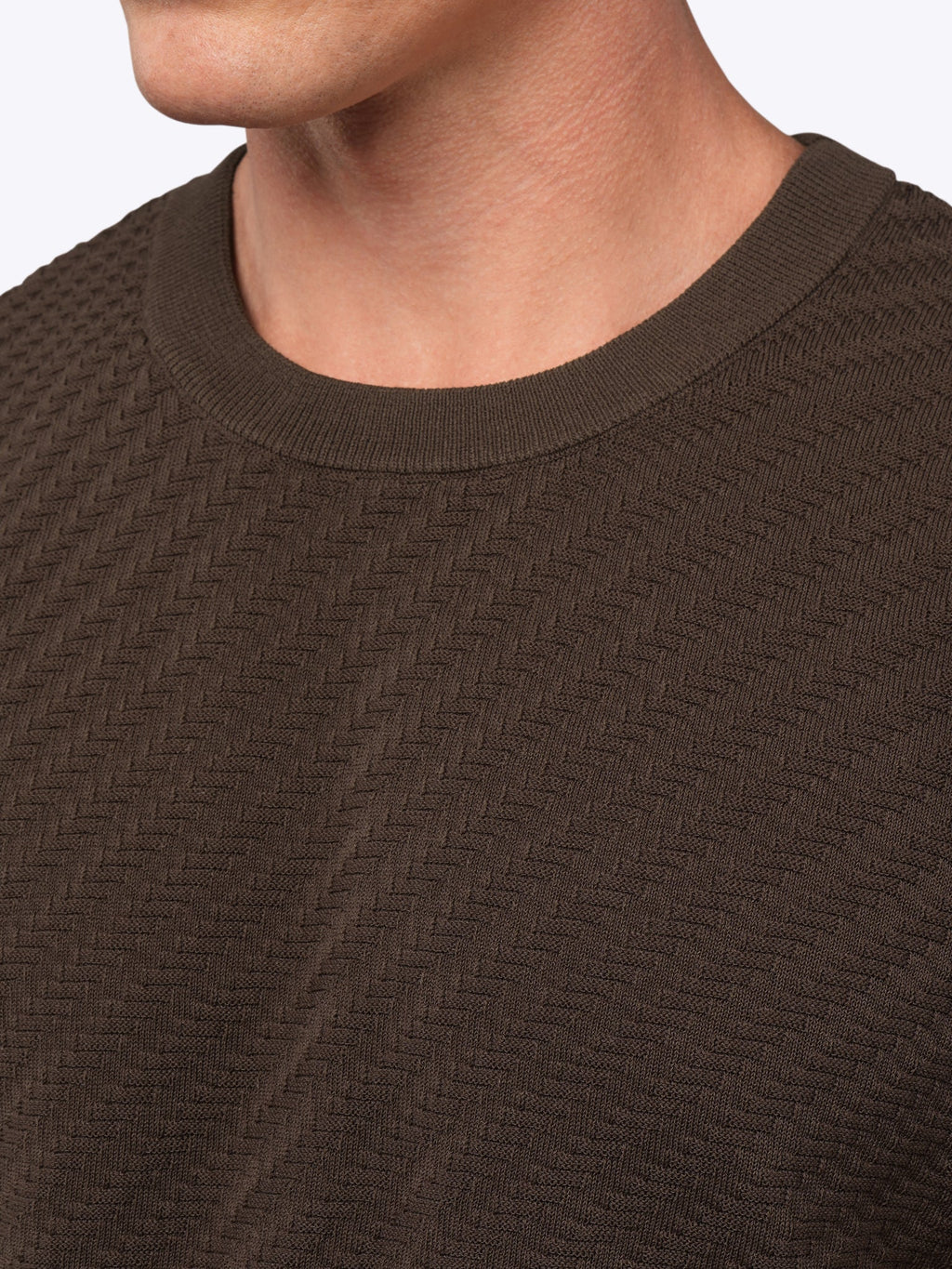 Riviera Knit Textured Tee | Burnt Oak