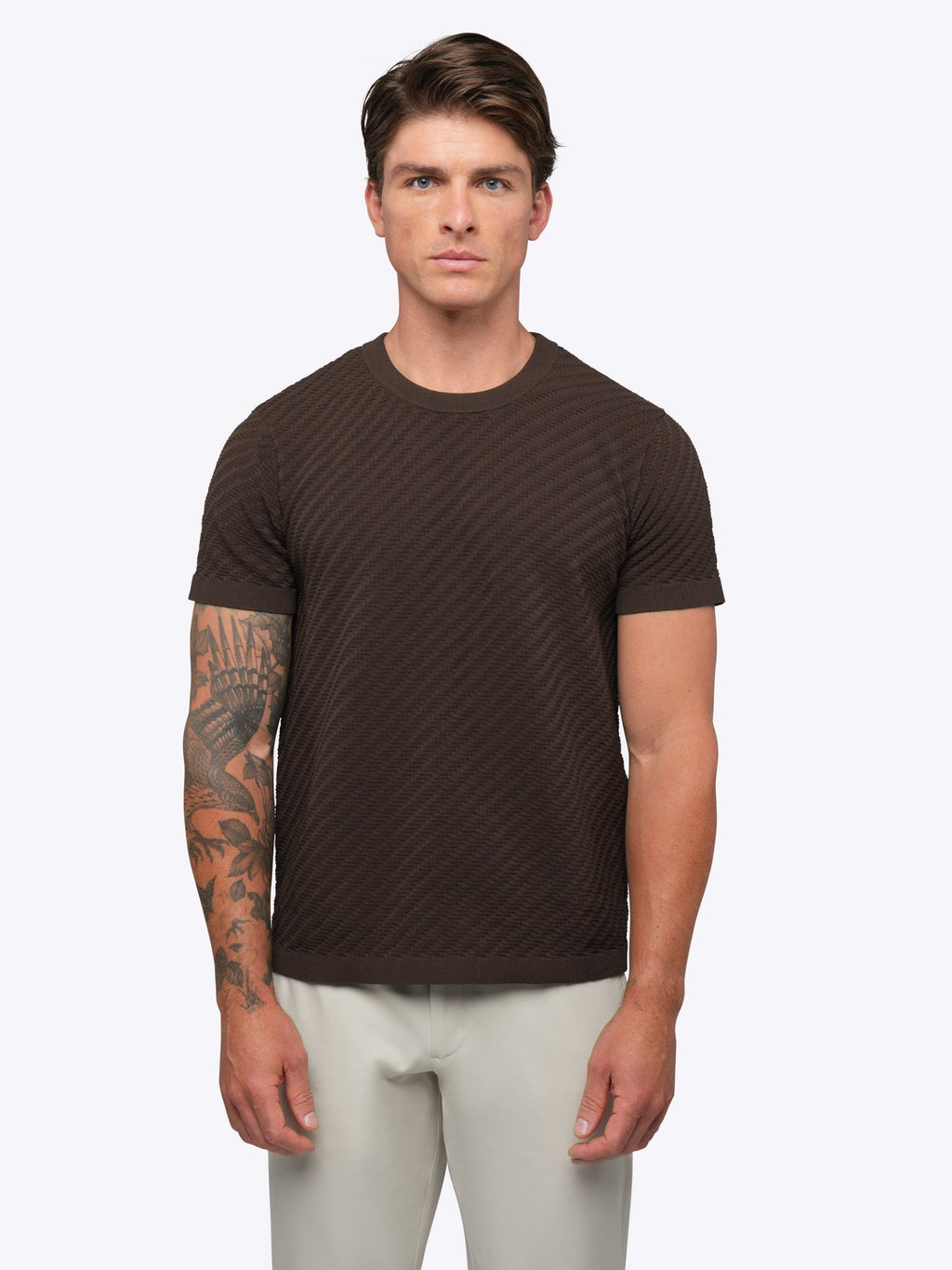 Riviera Knit Textured Tee | Burnt Oak