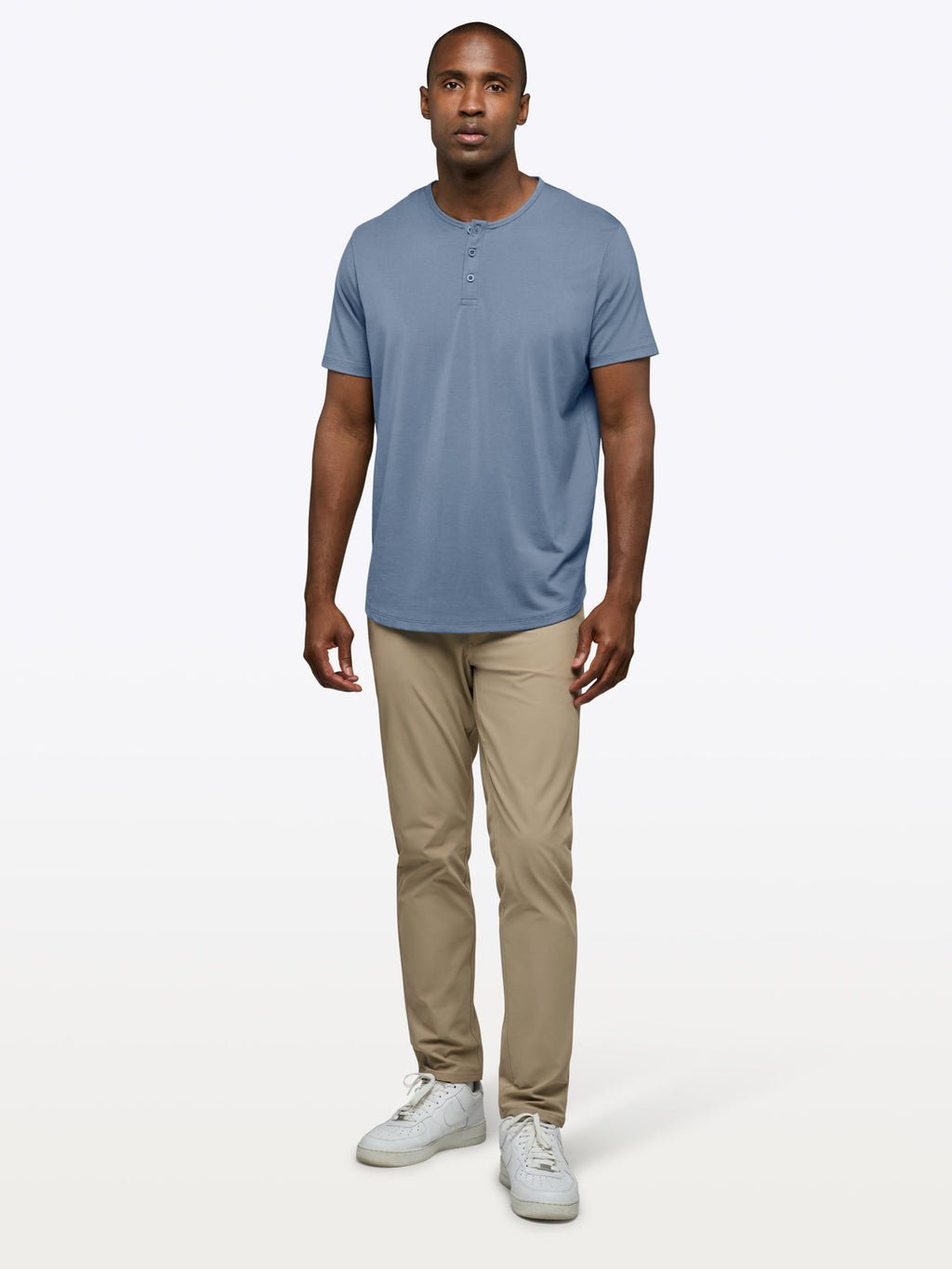 AO Henley Curve-Hem | Cadet Blue Signature-Fit PYCA Pro®