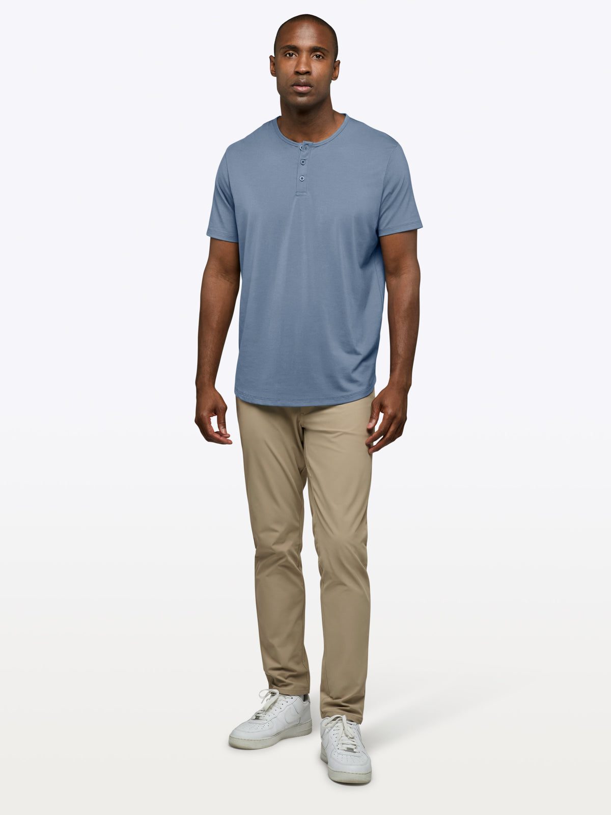 AO Henley Curve-Hem | Cadet Blue Signature-Fit PYCA Pro®