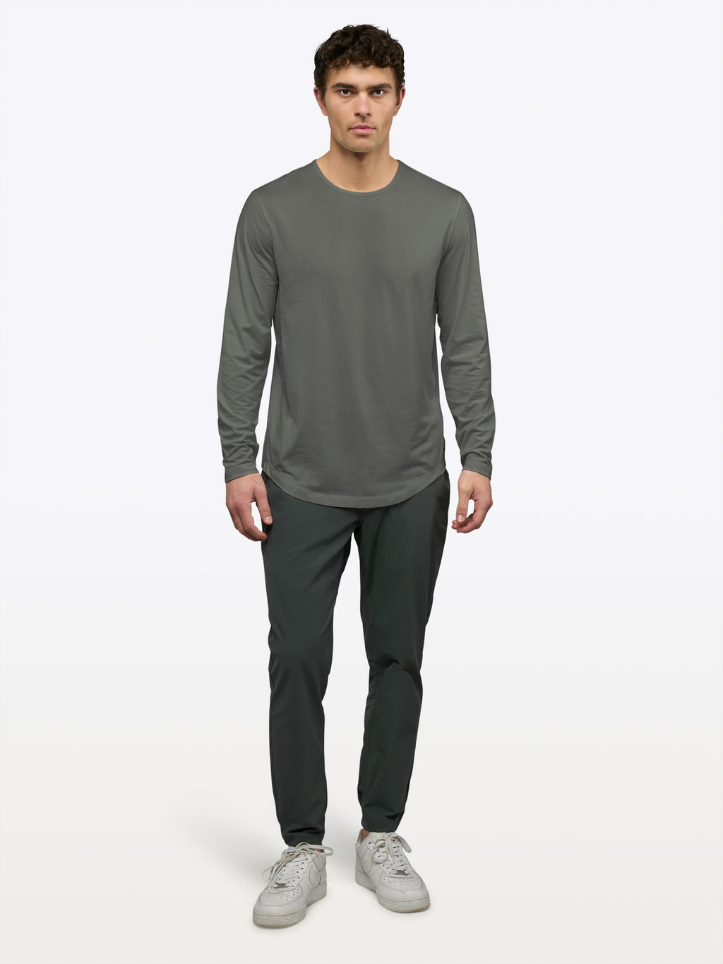 AO Long Sleeve Curve-Hem Tee | Castor Grey Signature-Fit PYCA Pro®