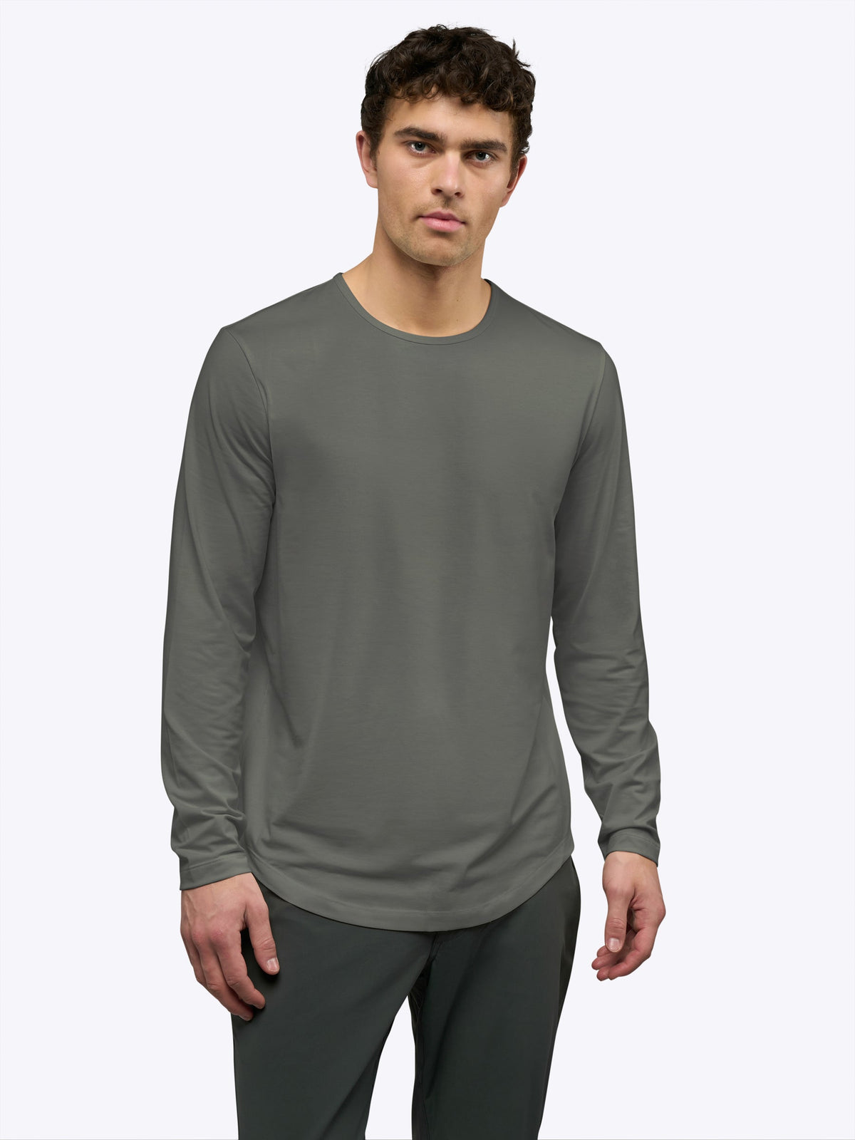 AO Long Sleeve Curve-Hem Tee | Castor Grey Signature-Fit PYCA Pro®