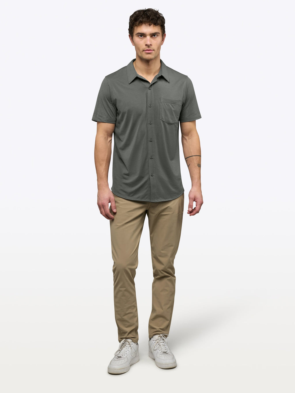 AO Button Up | Castor Grey Signature-Fit PYCA Pro®