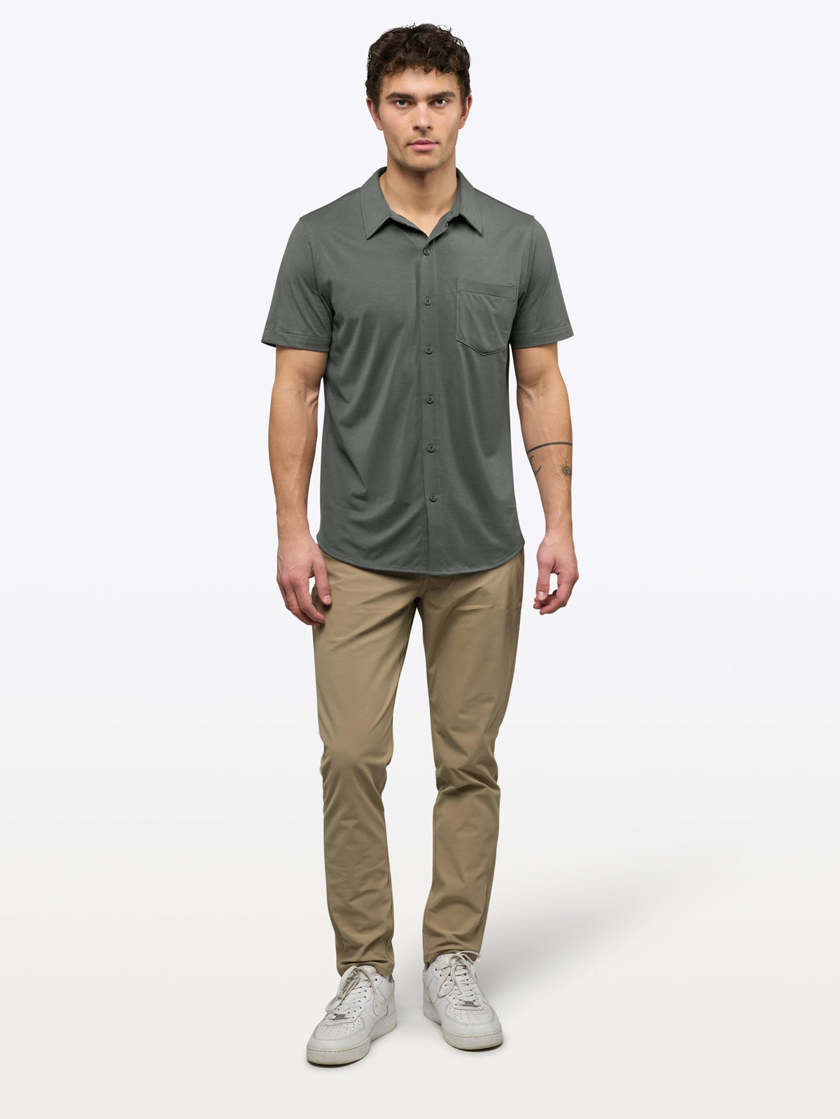 AO Button Up | Castor Grey Signature-Fit PYCA Pro®