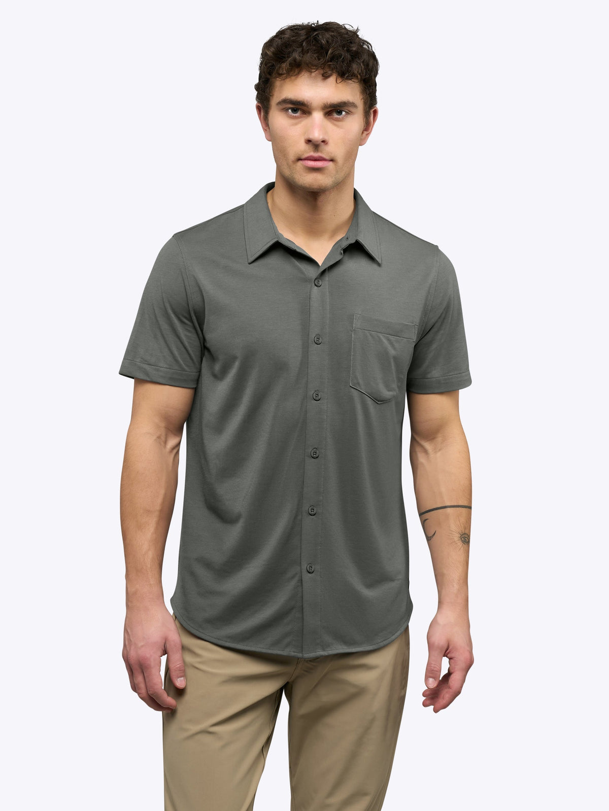 AO Button Up | Castor Grey Signature-Fit PYCA Pro®