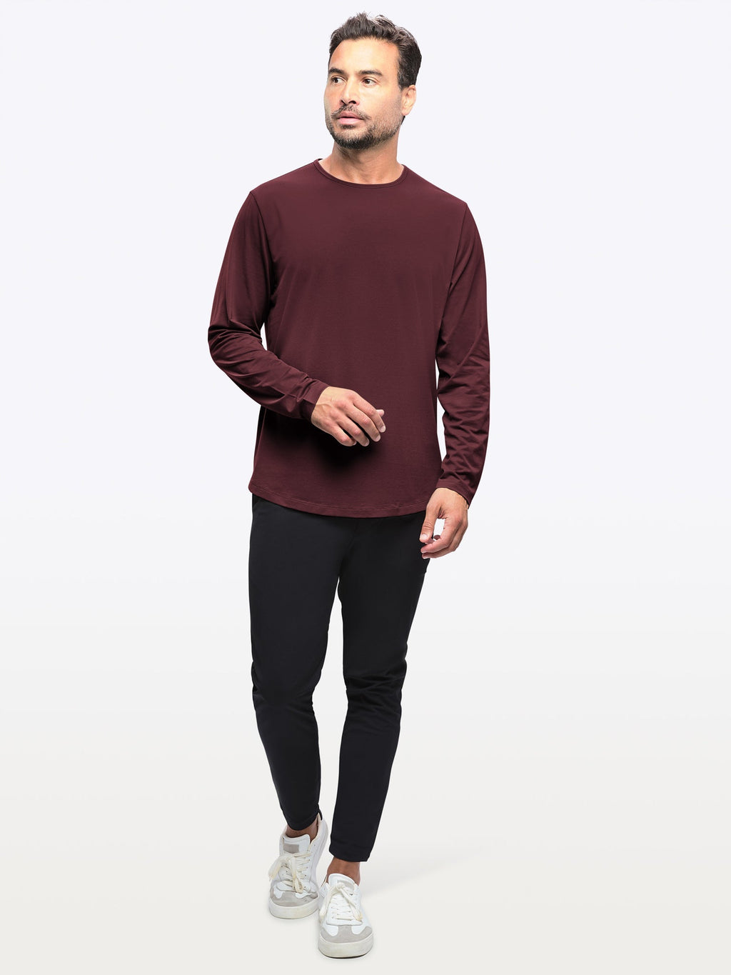 AO Long Sleeve Curve-Hem Tee | Deep Cranberry Signature-fit PYCA Pro®