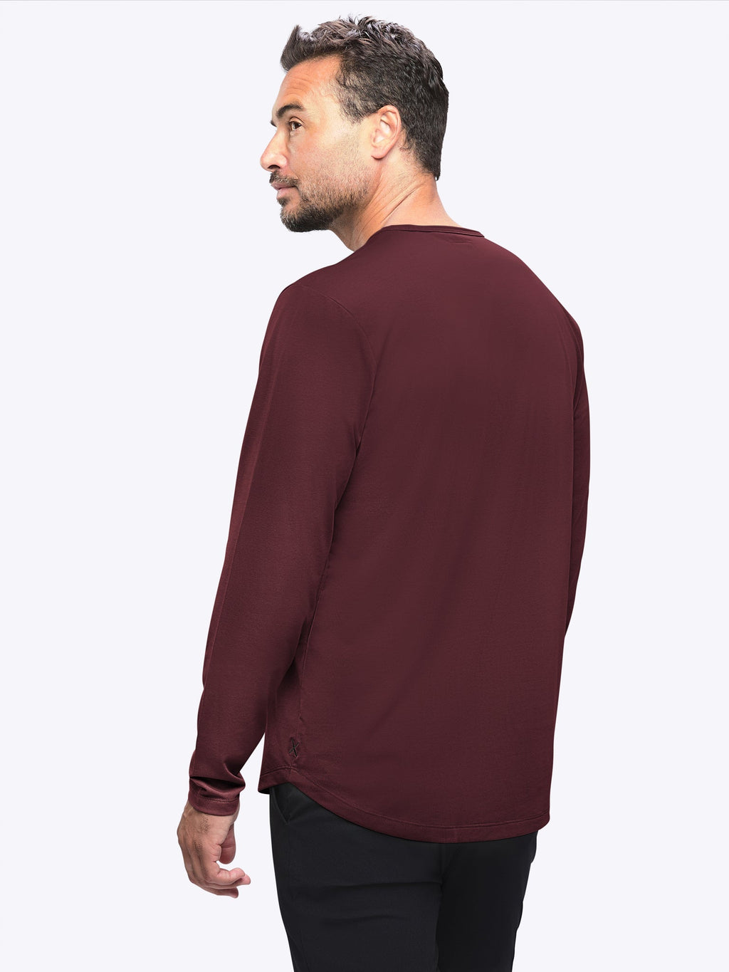 AO Long Sleeve Curve-Hem Tee | Deep Cranberry Signature-fit PYCA Pro®
