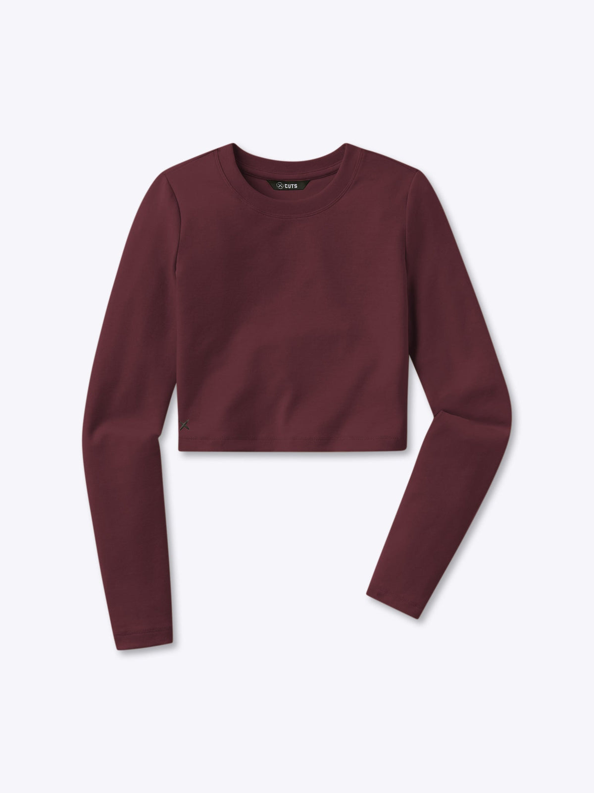 Long Sleeve Tomboy Tee Cropped | Deep Cranberry Slim-Fit Tomboy-Cotton™