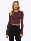Long Sleeve Tomboy Tee Cropped | Deep Cranberry Slim-Fit Tomboy-Cotton™