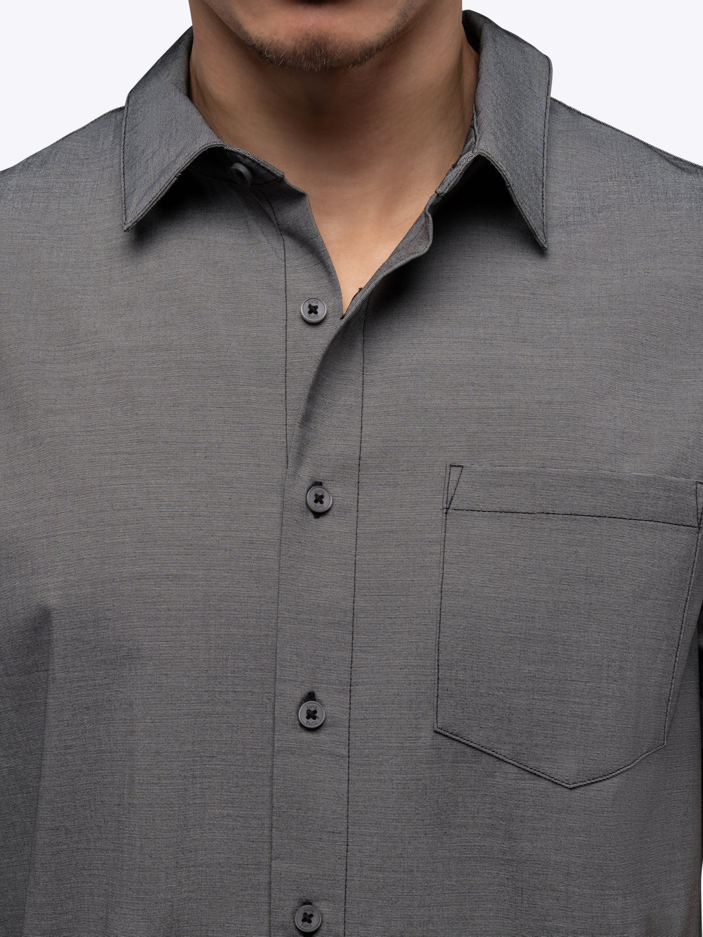 SoHo Short Sleeve Button Up | Heather Black Signature-fit