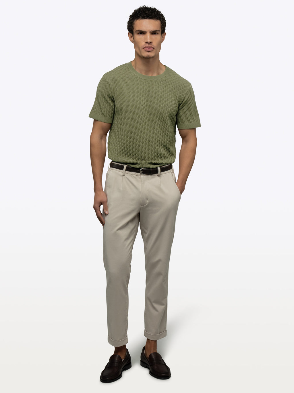 Riviera Knit Textured Tee | Capers Signature-Fit