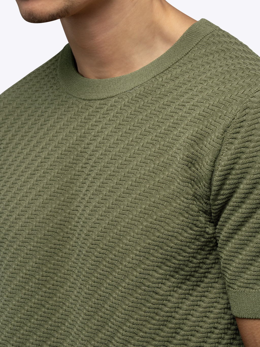 Riviera Knit Textured Tee | Capers Signature-Fit