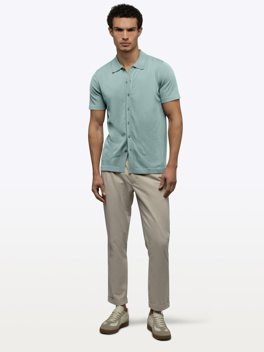 Riviera Knit Button Up | Stormy Sea Signature-Fit