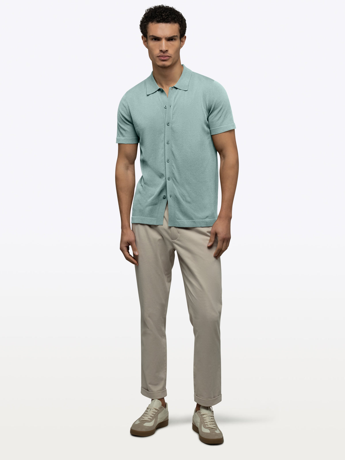 Riviera Knit Button Up | Stormy Sea Signature-Fit
