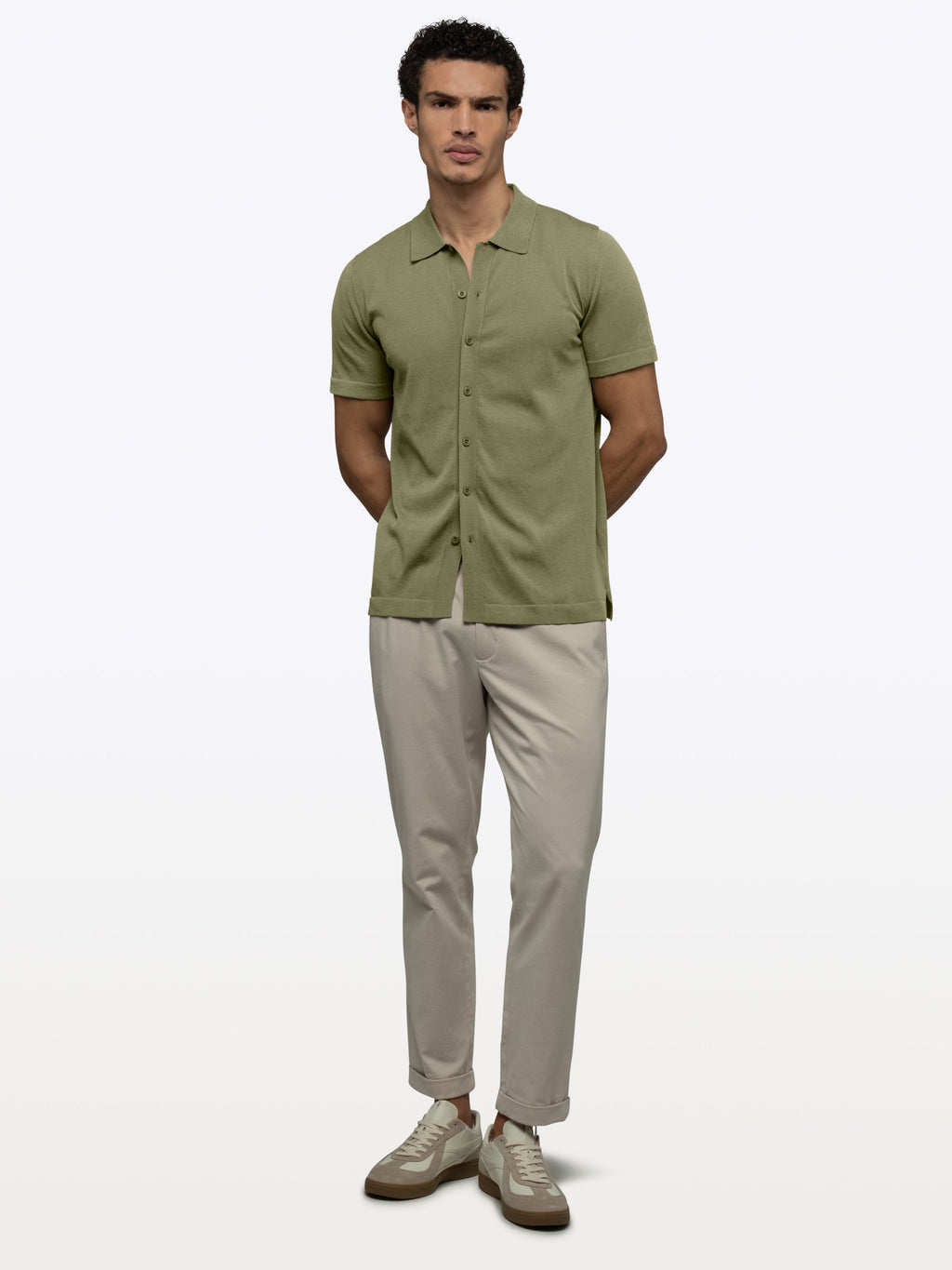 Riviera Knit Button Up | Capers Signature-Fit