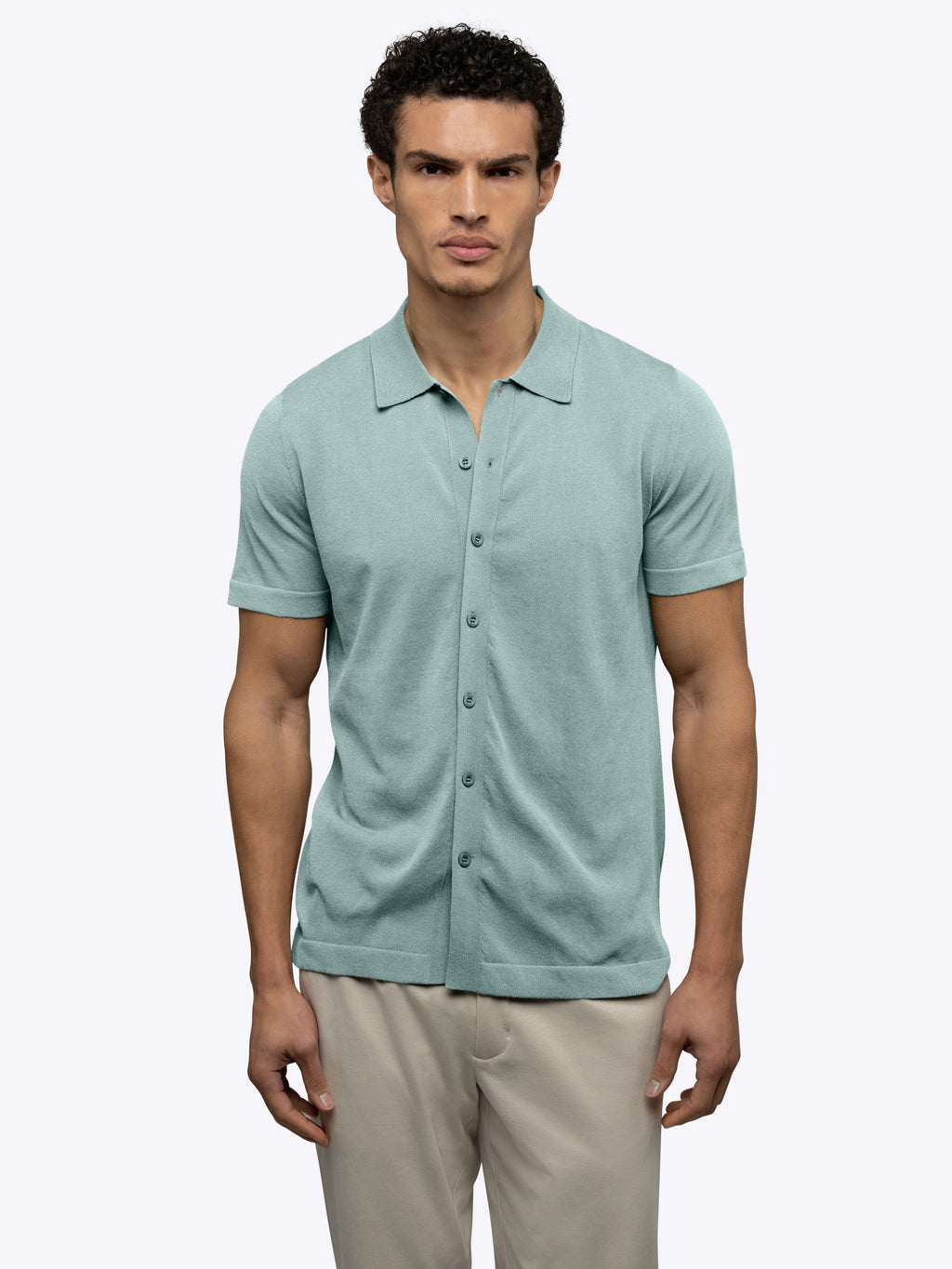 Riviera Knit Button Up | Stormy Sea Signature-Fit