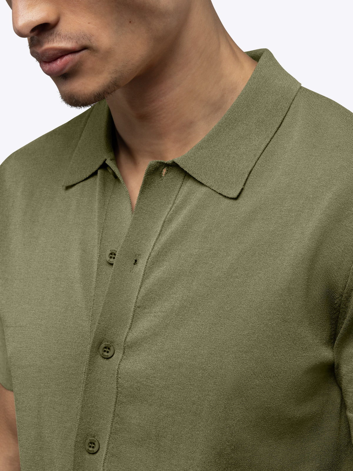 Riviera Knit Button Up | Capers Signature-Fit