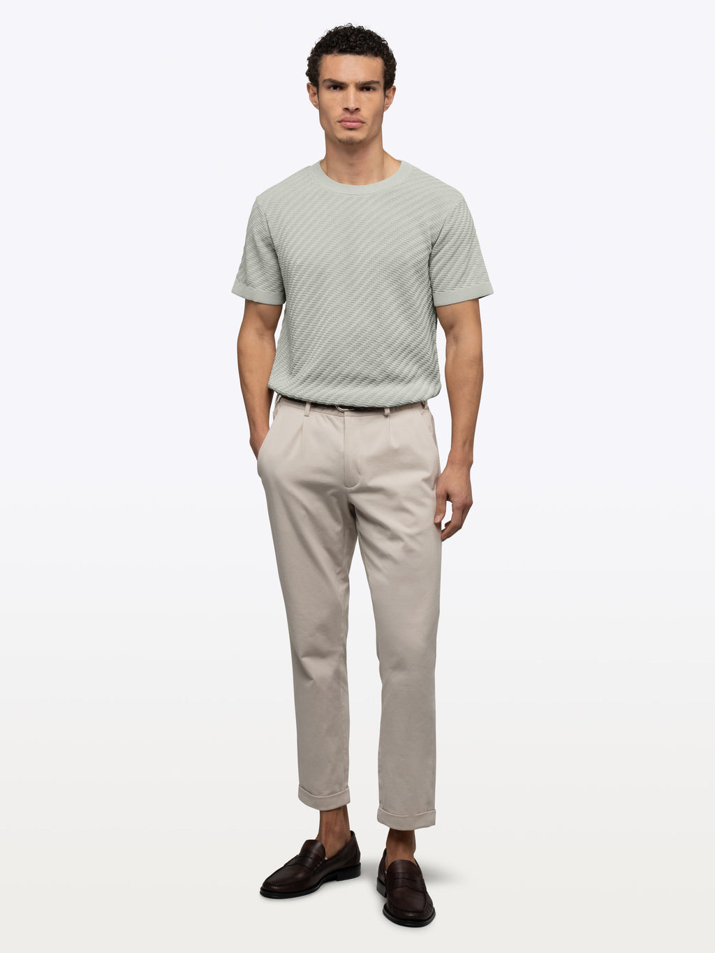 Riviera Knit Textured Tee | Morning Dove Signature-Fit