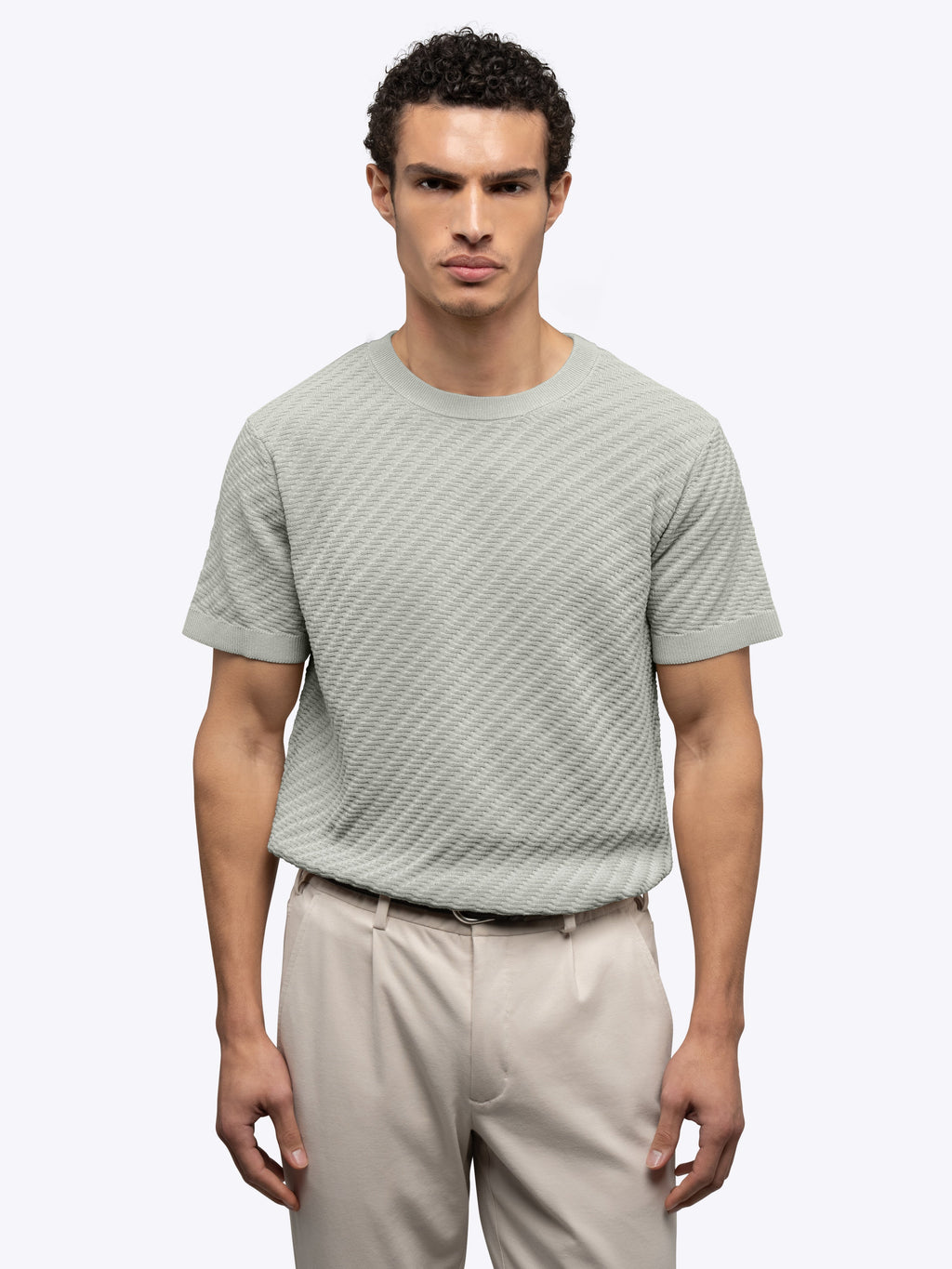 Riviera Knit Textured Tee | Morning Dove Signature-Fit