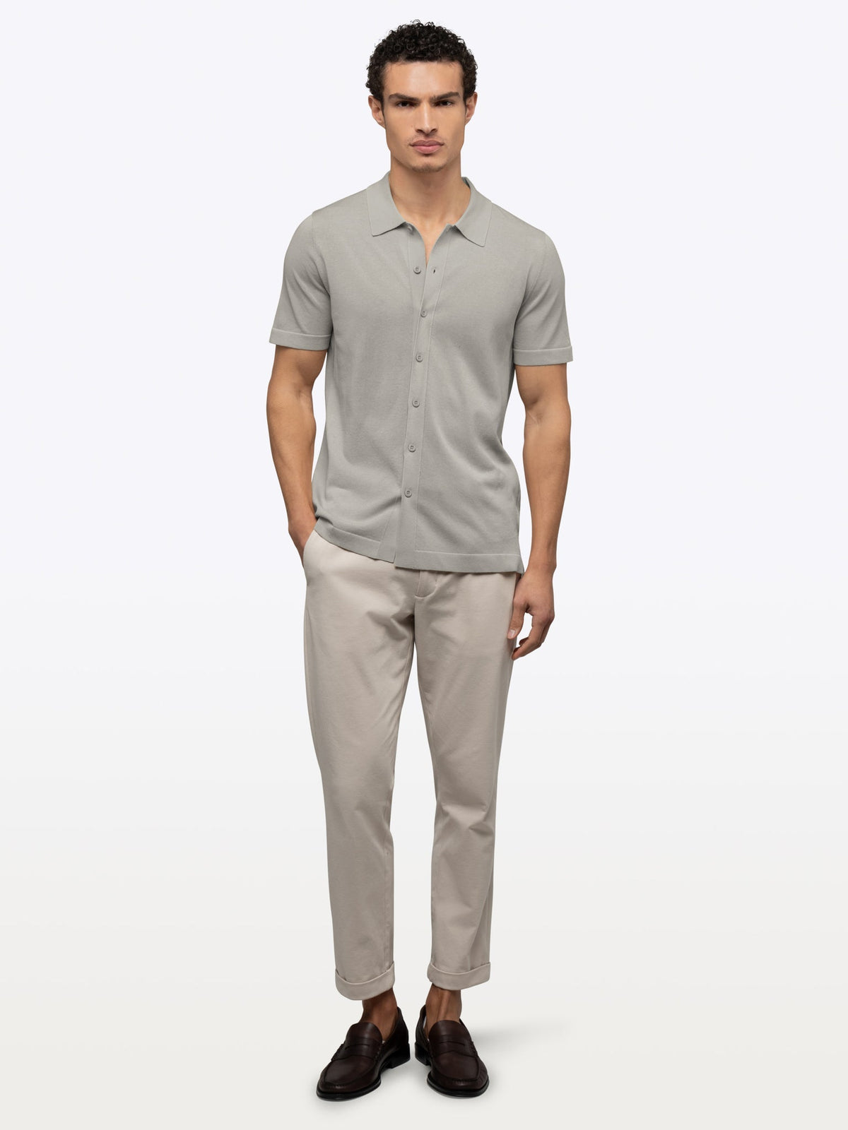 Riviera Knit Button Up | Morning Dove Signature-Fit