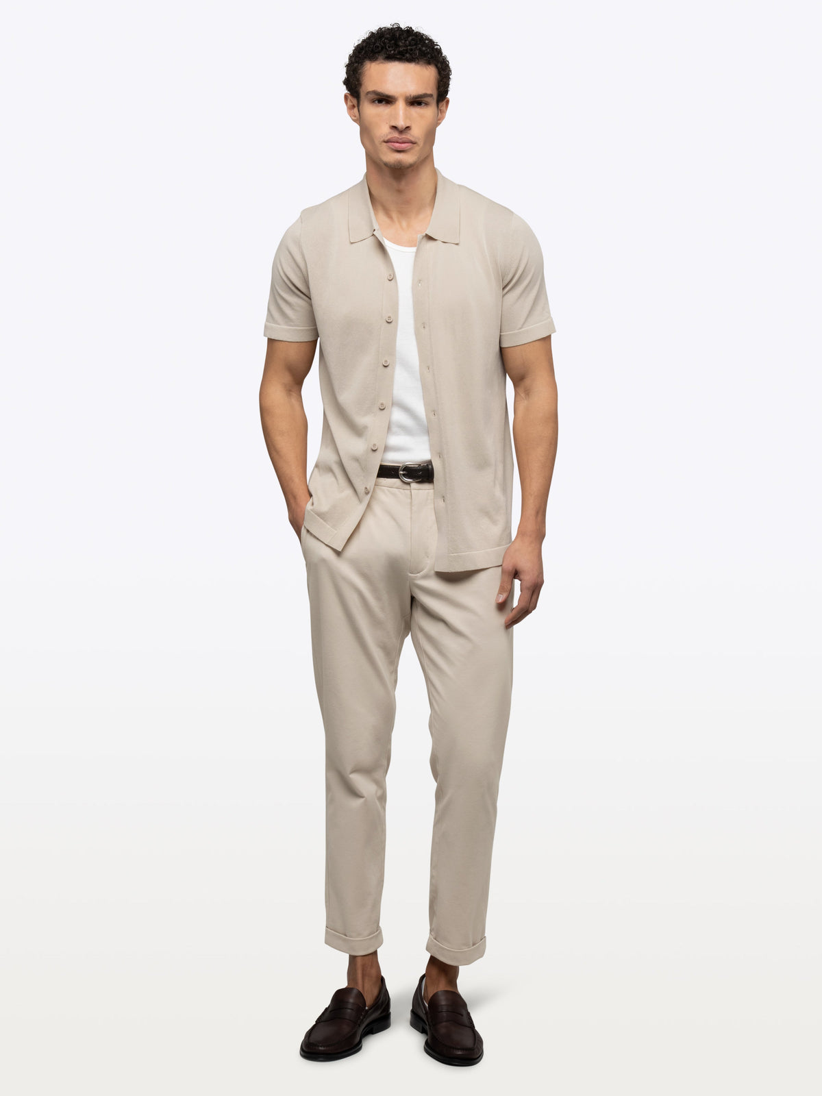 Riviera Knit Button Up | Sand Dune Signature-Fit