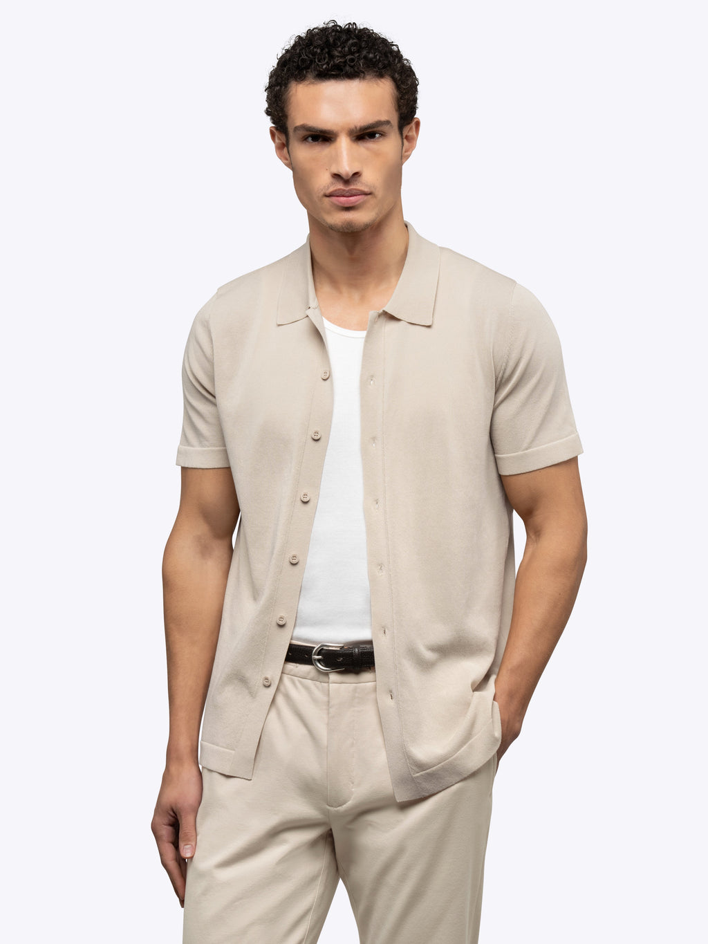 Riviera Knit Button Up | Sand Dune Signature-Fit