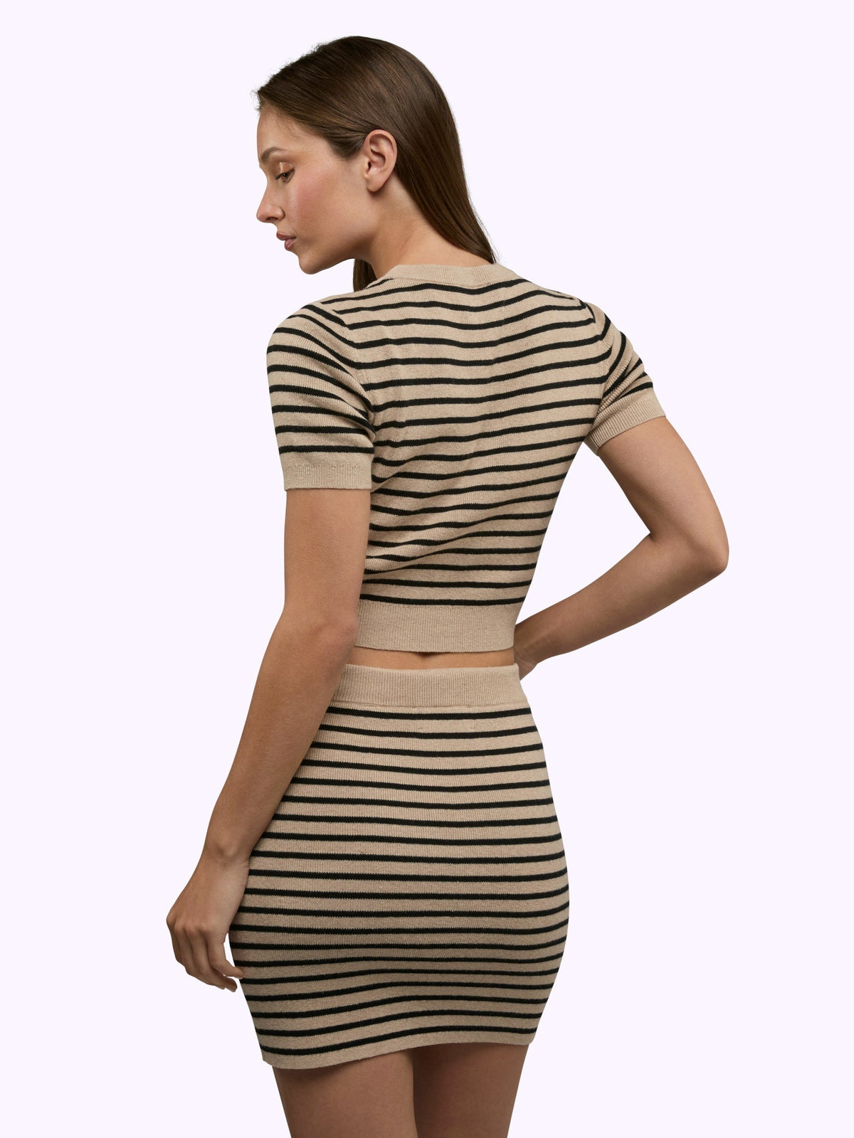 Soho Knit Tee | Khaki Stripe Form-fitting