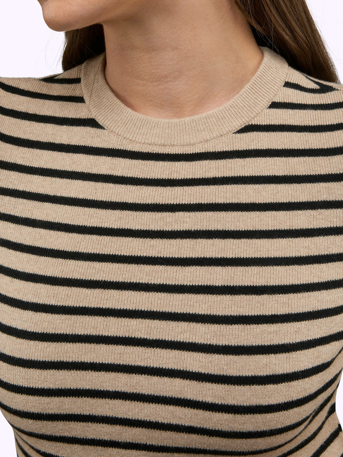 Soho Knit Tee | Khaki Stripe Form-fitting