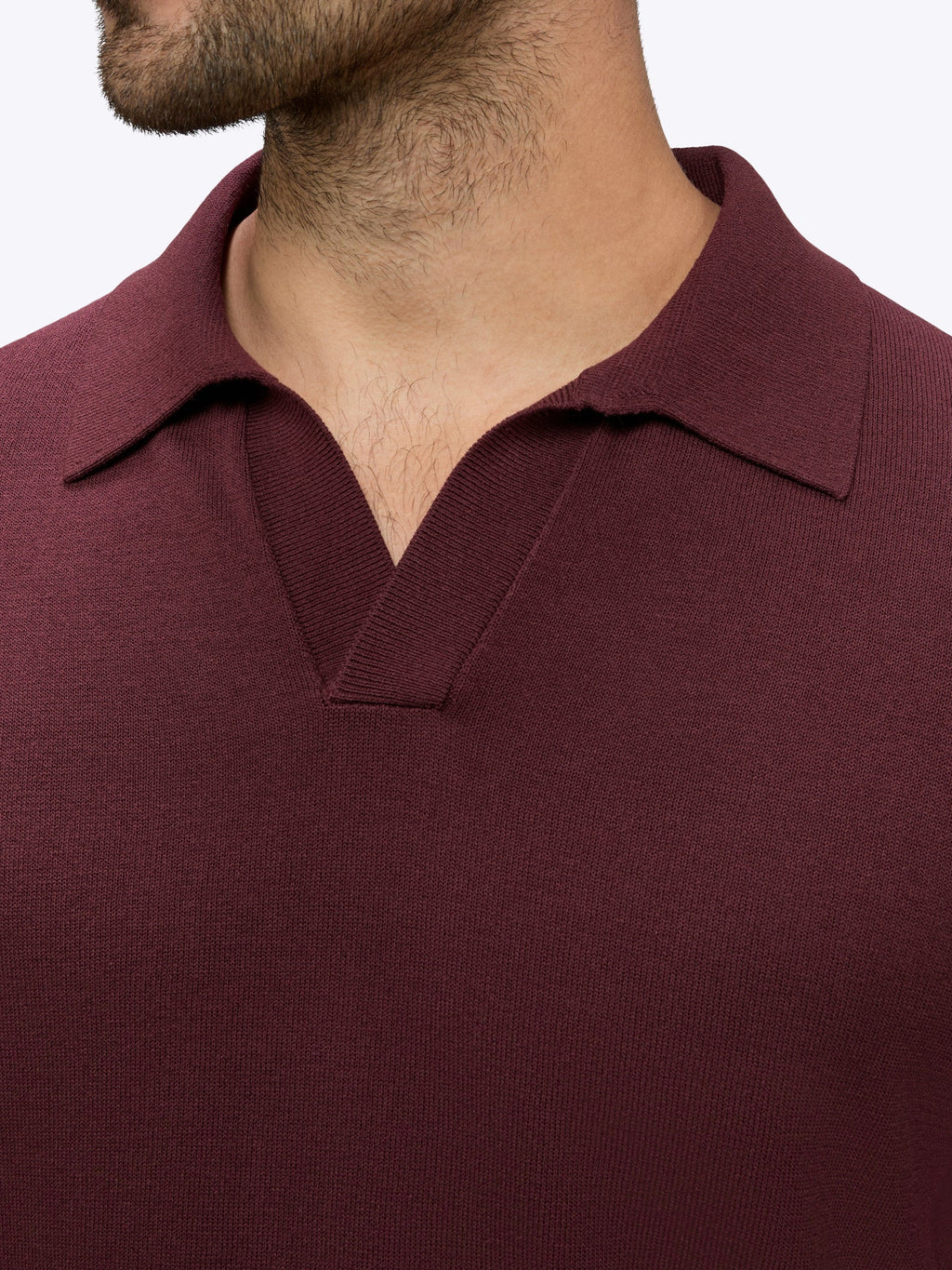 Riviera Knit Long Sleeve Polo | Deep Cranberry Signature-Fit