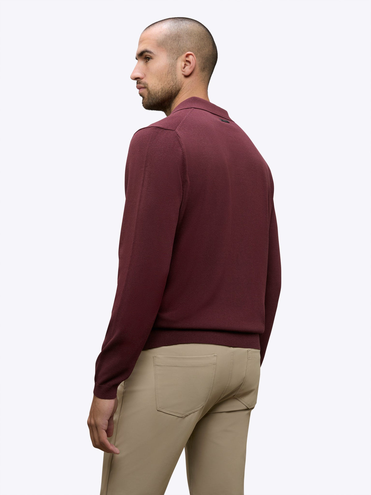 Riviera Knit Long Sleeve Polo | Deep Cranberry Signature-Fit