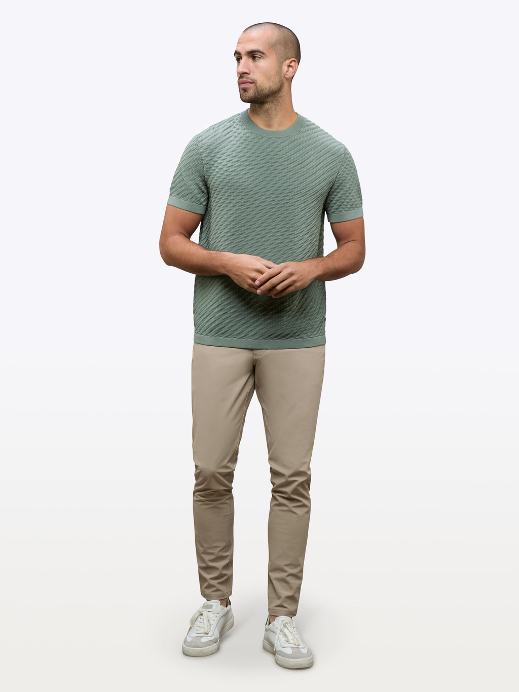 Riviera Knit Textured Tee | Basil Signature-Fit