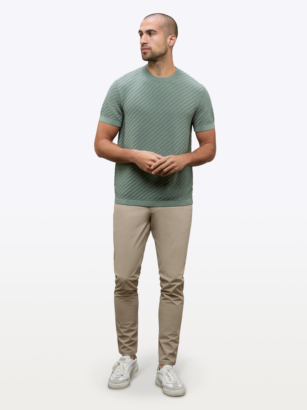 Riviera Knit Textured Tee | Basil Signature-Fit